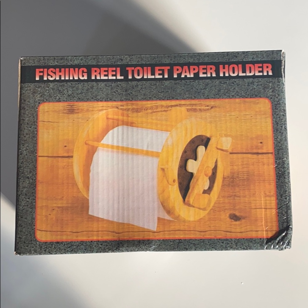 Rustic decor fishing reel toilet paper holder